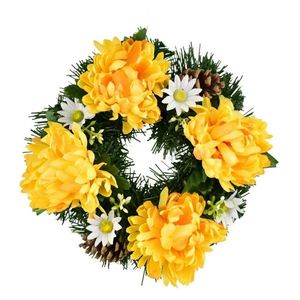 Dušičkový věneček Žluté chryzantémy, 20 cm obraz