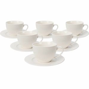 Sada 6 porcelánových šálků s podšálky Linie 240 ml obraz