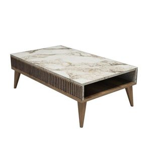 Konferenční stolek Mila White Marble and Walnut obraz