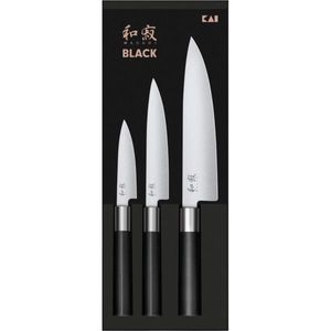 Kai Sada 3 nožů Wasabi Black – univerzální malý, univerzální velký a šéfkuchařský velký obraz