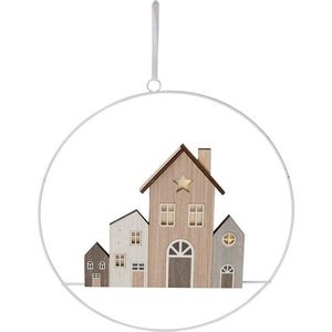 Závěsná vánoční dekorace Winter Houses, 30 cm, svítící, na baterie obraz
