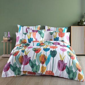BedTex Saténové povlečení Tulipi, 140 x 200 cm, 70 x 90 cm, 140 x 200 cm, 70 x 90 cm obraz