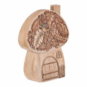 Podzimní dekorace Houbový domek s osvětlením, 24 x 10 x 32 cm, magnesium, imitace dřeva obraz