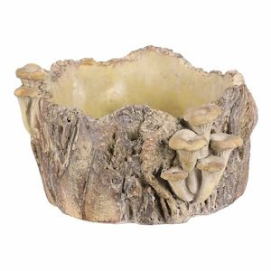 Obal betonový - pařez s houbami, 26 x 24 x 14 cm, 26 cm obraz