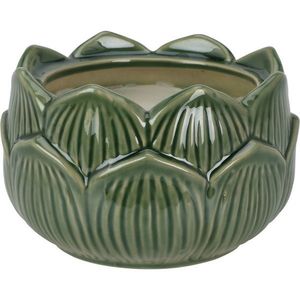 Svíčka v porcelánovém květinovém kalíšku 12 x 7, 8 cm, zelená obraz