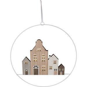 Závěsná vánoční dekorace Winter Houses II, 30 cm, svítící, na baterie obraz