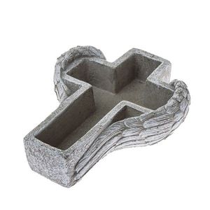 Pietní dekorace Betonový květináč Kříž, 21, 5 x 6, 5 x 17, 5 cm obraz