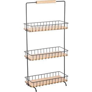 MSV Třípatrový kuchyňský stojan Elie 29, 5 x 15, 5 x 58, 5 cm, černá obraz