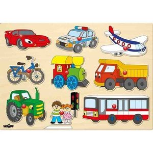 Woody Puzzle na desce Dopravní prostředky obraz