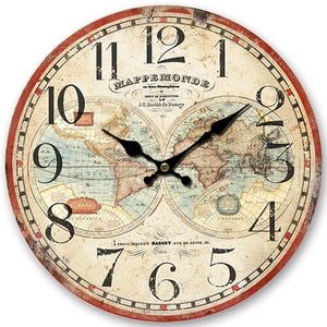 Dřevěné nástěnné hodiny Mappemonde, pr. 34 cm obraz