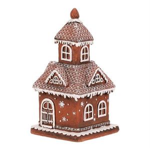 Vánoční dekorace Domek perníkový , polyresin, LED, hnědá obraz