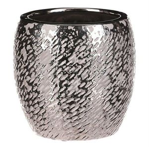 Keramický obal na květináč stříbrná Silver pr. 17 cm, stříbrná obraz