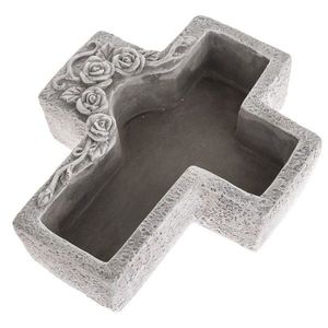 Pietní dekorace Betonový květináč Kříž, 25 x 7, 5 x 21, 5 cm obraz