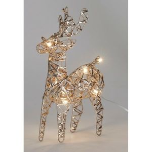 Vánoční svítící sob Champagne, 21 x 14 cm, 30 micro LED, na baterie, 14 cm obraz