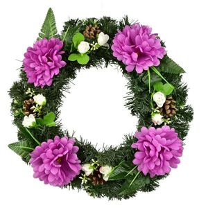 Dušičkový věnec Fialové chryzantémy, 35 cm obraz