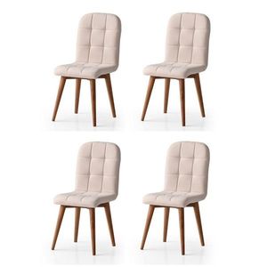 Sada jídelních židlí Retro Cream and Walnut, 4 ks obraz