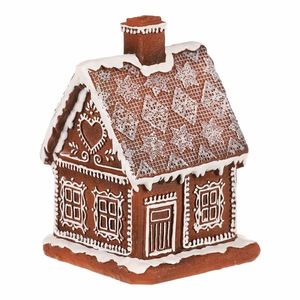 Vánoční dekorace Perníková chaloupka, polyresin, LED, hnědá obraz