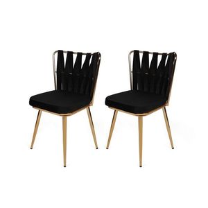 Sada jídelních židlí Kusakli Black and Gold, 2 ks, 2 ks obraz