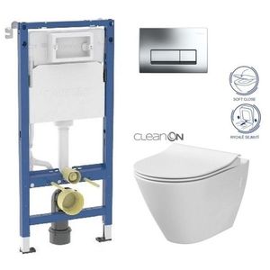 GEBERIT DuofixBasic s chromovým tlačítkem DELTA51 + WC CERSANIT CLEANON CITY 458.103.00.2 CI1 obraz
