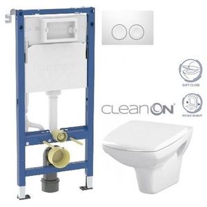 Geberit Duofix tlačítko DELTA21 bílé WC CERSANIT CARINA CLEANON + SEDÁTKO 458.103.00.1 21BI CA2 obraz