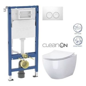 GEBERIT DuofixBasic s bílým tlačítkem DELTA21 + WC CERSANIT ZEN CLEANON + SEDÁTKO 458.103.00.2 21BI HA1 obraz
