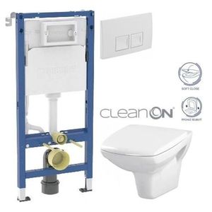 Geberit Duofix tlačítko DELTA50 bílé WC CERSANIT CARINA CLEANON + SEDÁTKO 458.103.00.1 50BI CA2 obraz