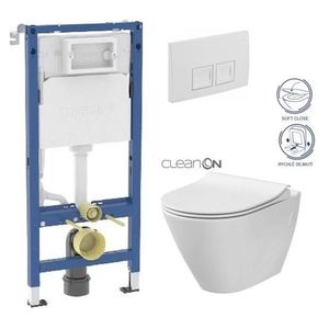 GEBERIT DuofixBasic s bílým tlačítkem DELTA50 + WC CERSANIT CLEANON CITY 458.103.00.2 50BI CI1 obraz