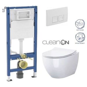GEBERIT DuofixBasic s bílým tlačítkem DELTA50 + WC CERSANIT ZEN CLEANON + SEDÁTKO 458.103.00.2 50BI HA1 obraz