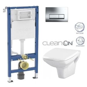 GEBERIT DuofixBasic s chromovým tlačítkem DELTA51 + WC CERSANIT CLEANON CARINA + SEDÁTKO 458.103.00.2 CA2 obraz