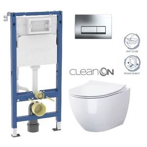 GEBERIT DuofixBasic s chromovým tlačítkem DELTA51 + WC CERSANIT ZEN CLEANON + SEDÁTKO 458.103.00.2 HA1 obraz