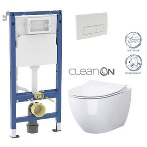 GEBERIT DuofixBasic s bílým tlačítkem DELTA51 + WC CERSANIT ZEN CLEANON + SEDÁTKO 458.103.00.2 51BI HA1 obraz