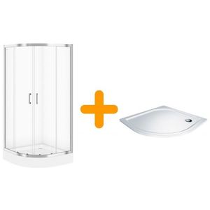 CERSANIT/S SPRCHOVÝ KOUT ČTVRTKRUH 90x90 TRANSPARENT SKLO + VANIČKA S158-005-SET1 obraz