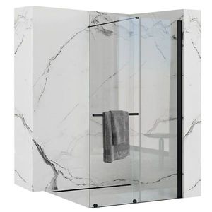 Rea Cortis posuvná sprchová zástěna 100x195cm, 6mm sklo, čiré sklo/černý profil, REA-K7740 obraz