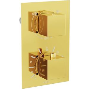 MEXEN Cube termostatická baterie sprcha/vana 2-output gold 77502-50 obraz
