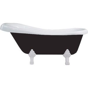 MEXEN/S Retro volně stojící vana 150x73 cm bílá / černá bílá nohy , sifon chrom 53251507375-20 obraz