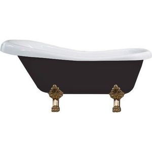 MEXEN/S Retro volně stojící vana 150x73 cm bílá / černá nohy zlato , sifon chrom 53251507375-50 obraz