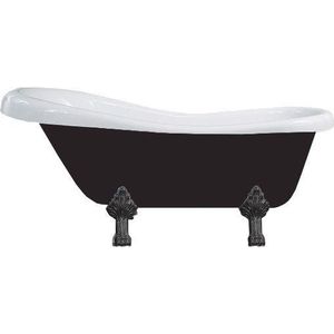 MEXEN/S Retro volně stojící vana 150x73 cm bílá / černá černá nohy , sifon chrom 53251507375-70 obraz