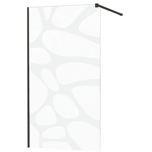MEXEN/S KIOTO Sprchová zástěna WALK-IN 90x200 cm 8 mm, černá, bílý vzor 800-090-101-70-97 obraz