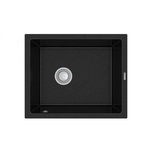 MEXEN Pedro granitový dřez 1-miska 560x460 mm, černá / stříbrná metalíza 6508561000-73 obraz