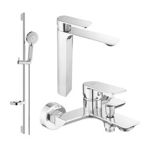 MEXEN/S Alexset DS40 Set umyvadlové a vanové baterie s příslušenstvím, chrom 71213DS40-00 obraz