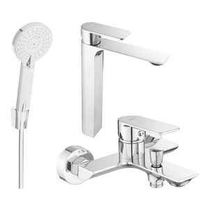 MEXEN/S Alexset R40 Set umyvadlové a vanové baterie s příslušenstvím, chrom 71213R40-00 obraz