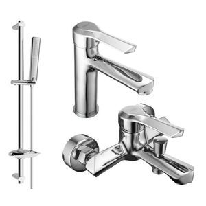 MEXEN/S Saber DB72 Set umyvadlové a vanové baterie s příslušenstvím, chrom 72103DB72-00 obraz