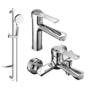 MEXEN/S Saber DF05 Set umyvadlové a vanové baterie s příslušenstvím, chrom 72103DF05-00 obraz