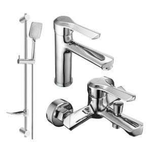 MEXEN/S Saber DF62 Set umyvadlové a vanové baterie s příslušenstvím, chrom 72103DF62-00 obraz