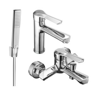MEXEN/S Saber R72 Set umyvadlové a vanové baterie s příslušenstvím, chrom 72103R72-00 obraz