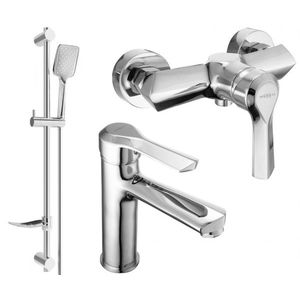 MEXEN/S Saber DF62 Set umyvadlové a sprchové baterie s příslušenstvím, chrom 72104DF62-00 obraz