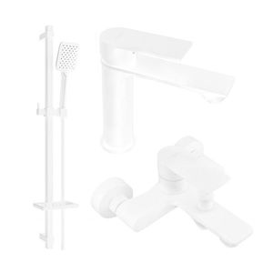 MEXEN/S Royo DQ62 Set umyvadlové a vanové baterie s příslušenstvím, bílá 72203DQ62-20 obraz