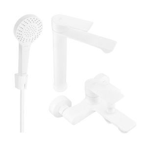 MEXEN/S Royo R05 Set umyvadlové a vanové baterie s příslušenstvím, bílá 72213R05-20 obraz
