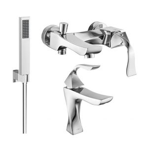 MEXEN/S Estrella R02 Set umyvadlové a vanové baterie s příslušenstvím, chrom 72303R02-00 obraz