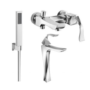 MEXEN/S Estrella R02 Set umyvadlové a vanové baterie s příslušenstvím, chrom 72313R02-00 obraz